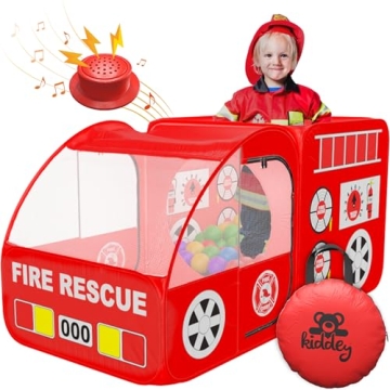 Kiddey Fire Truck Play Tent - Indoor & Outdoor Adventures for Kids with Sounds
