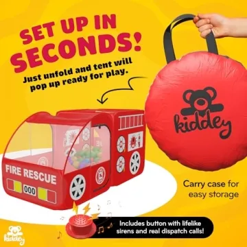 Kiddey Fire Truck Tent - Interactive Play for Kids