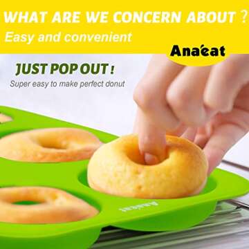 Anaeat 2 Pack Donut Pan Silicone Baking Mold, Just Pop Out! Non-Stick Doughnuts Baking Pans BPA Free...