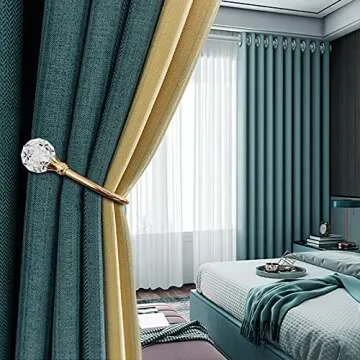 KOLAKO Curtain Holdbacks, Crystal Curtain Tieback Hooks Gold Metal Decorative Drapery Curtain Holder Window Treatment Holdback for Home Office