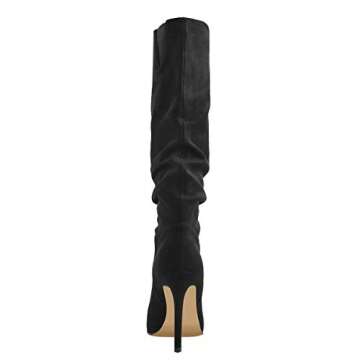 LISHAN Classic Rouched Pointed Toe Slouch Mid Calf Boots