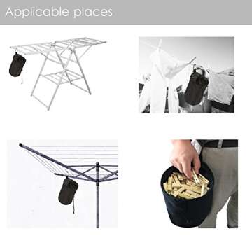 VEAMOR Clothespin Bag Hanging Clothesline Peg Organizer Storage Bags,Dust-proof (black)