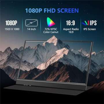AUMETE Screen Extender for Laptop 14 Inch, Second Screen for Laptop Portable, 1080P FHD IPS USB C Po...