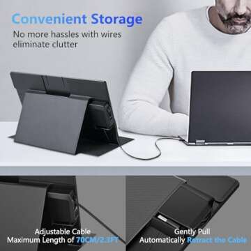 AUMETE Screen Extender for Laptop 14 Inch, Second Screen for Laptop Portable, 1080P FHD IPS USB C Portable External Monitor with USB A Smart Cover for Travel PC Computer Gaming Screen