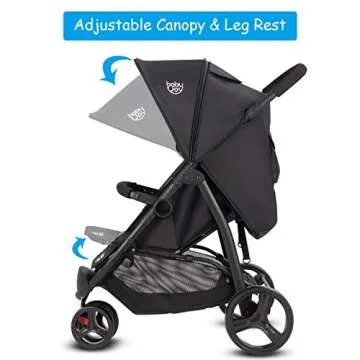 BABY JOY Jogger Stroller, Infant Travel Portable Jogging Stroller, Folding Pushchair w/Removable Bar, Wallet Bog, 5-Point Harness, Storage Basket, Black