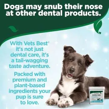 Vet's Best Dental Care Finger Wipes for Dogs, Plaque & Tartar Remover For Teeth, Dog Dental Care Freshens Breath, Teeth Cleaning Finger Wipes for Dogs & Cats, Dog Wipes, Pet Wipes For Cats, 50 Count