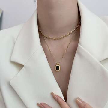 Fashion Layered Women's Chain Necklaces Jewerly 18k Gold Plated Chain Necklace For Women Party Gifts