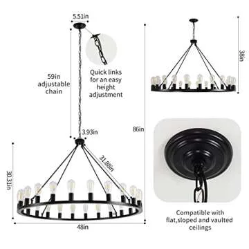 Stylish Wagon Wheel Chandelier 48-Inch 26-Light for Every Home