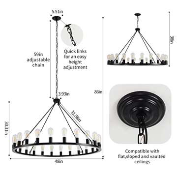 Stylish Wagon Wheel Chandelier 48-Inch 26-Light for Every Home