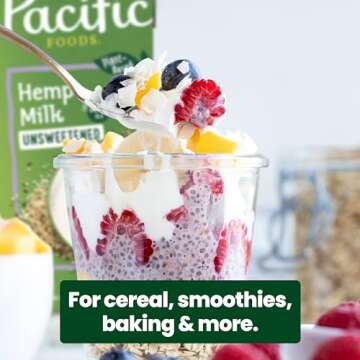 Pacific Foods Hemp Original Unsweetened Plant-Based Milk, Keto Friendly, 32 Fl Oz (Pack of 12)