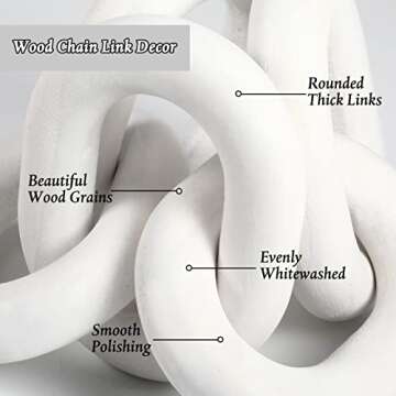 Queekay Decorative Wood Chain Link Decor - Elegant Rustic Home Accent