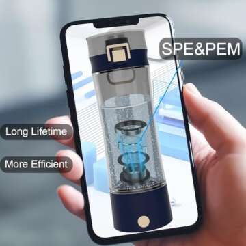 GOSOIT Hydrogen Water Bottle Hydrogen Alkaline Water Generator Ionizer Hydrogne Water Maker Machine Rechargeable and Portable with SPE and PEM Technology (Royal Blue)