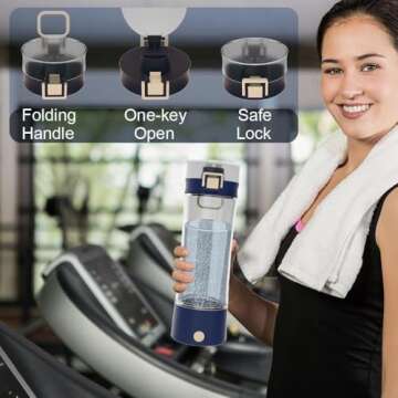 GOSOIT Hydrogen Water Bottle Hydrogen Alkaline Water Generator Ionizer Hydrogne Water Maker Machine Rechargeable and Portable with SPE and PEM Technology (Royal Blue)