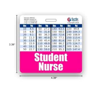 Student Nurse Badge Buddy Horizontal w/Height & Weight Conversion Charts (Standard, Pink)