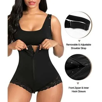 YIANNA Shapewear for Women Tummy Control Fajas Colombianas Open Bust Body Shaper Slimmer Bodysuit Black,YA7200-Black-M