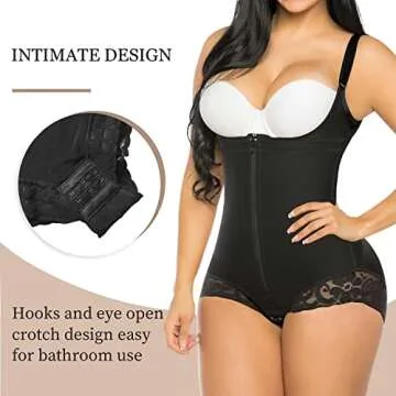 YIANNA Shapewear for Women Tummy Control Fajas Colombianas Open Bust Body Shaper Slimmer Bodysuit Black,YA7200-Black-M