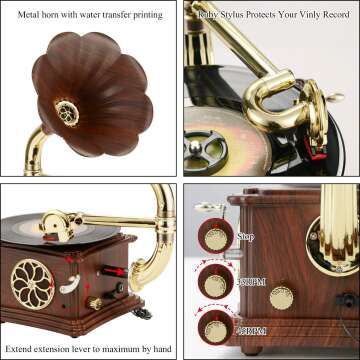 Mini Retro Vinyl Record Player - Stylish Sound on the Go
