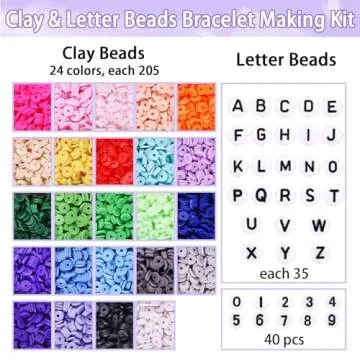 Wuollgess 6000 PCS Clay Beads Bracelet Making Kit with A to Z Letter Beads, Friendship Bracelet Kit ...