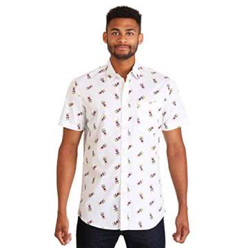 Miller Men's Can Button Up Woven Shirt with Logo Pattern - White, Small