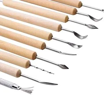 eBoot 11 Pcs Wooden Handle Clay Pottery Sculpting Tools