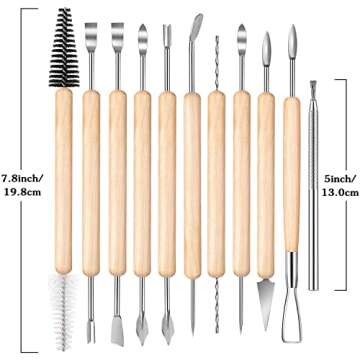 eBoot 11 Pcs Wooden Handle Clay Pottery Sculpting Tools