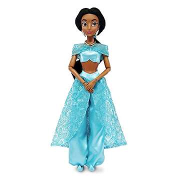 Disney Store Official Disney Princess Classic Doll (Jasmine from Aladdin), 11 Inches, Includes Brush with Molded Details, Fully Posable Toy in Classic Outfit - Disney Princess Toys for Girls