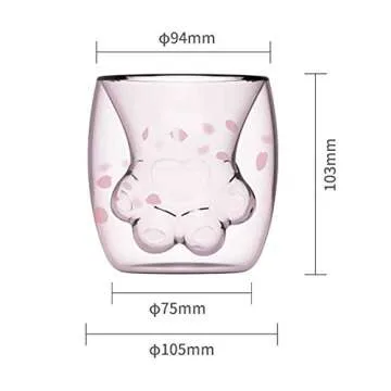 Windosier Cute Cat Paw Coffee Mugs Double Wall Glass