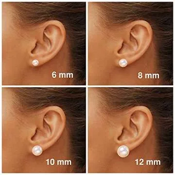 EFTKOY Pearl Earrings 18K Gold Plated Sterling Silver big Studs White Simulated Shell Large 10mm Pearl Earrings for Women