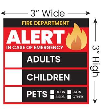 4 Pack - 3" Emergency Alert People and Pet Finder Sticker/Decal - Adults, Children and Pets - Fire D...