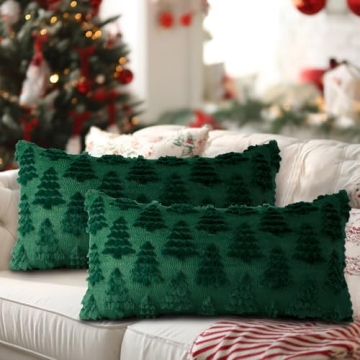 Lanpn Christmas 12x24 Throw Pillow Covers Set of 2, Soft Plush Festive Design for Holiday Decor