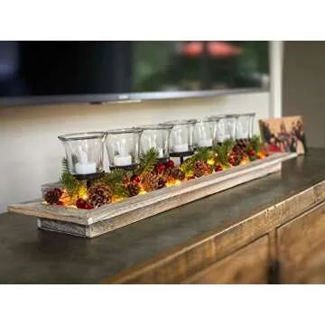 HomeKaren Christmas Garland Lights String 6.7Ft 20 LED Battery Operated with Pine Cone Red Berry Jingle Bell for Xmas Decor Fireplace Door Tree Indoor Outdoor