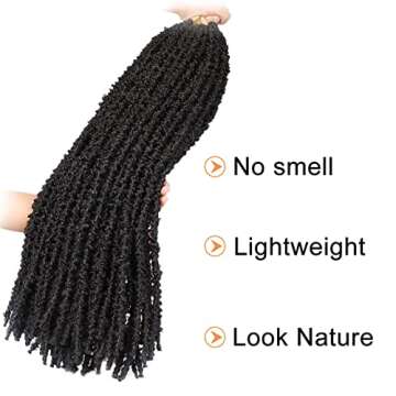 ZRQ 30 Inch Butterfly Locs Crochet Hair Long Distressed Faux Braids Hair Pre-looped Synthetic Crochet Soft Locs 30 In Goddess Locs Hair Extensions (6 Pack 1B#)
