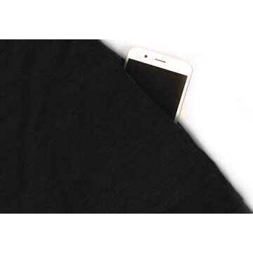 Weilim Women's Casual Blouses T-Shirt Round Neck Long Sleeve Pockets Pullover Top Black M