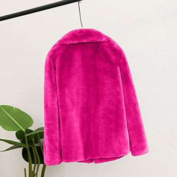 Plus Size Sherpa Faux Fur Parka Coat in Hot Pink