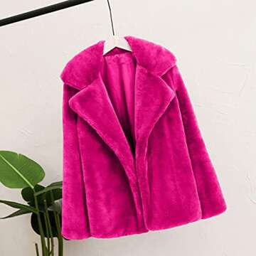 Plus Size Sherpa Faux Fur Parka Coat in Hot Pink
