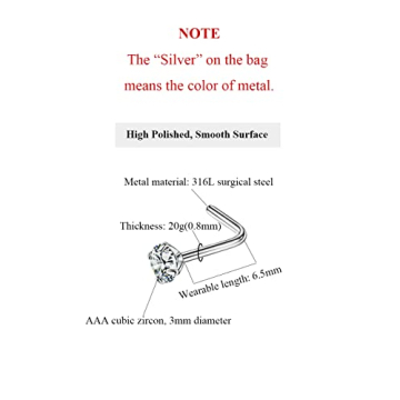 Stylish FANSING L Shaped Nose Rings for Men and Women