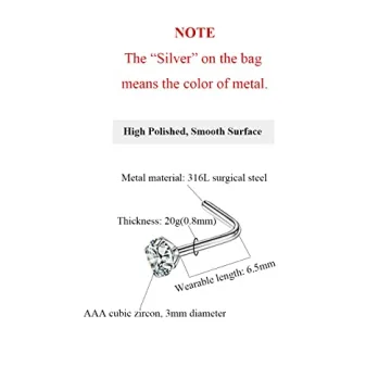 Stylish FANSING L Shaped Nose Rings for Men and Women