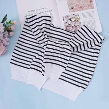 Jmkcoz Sweater Pashmina Shawl Wraps for Women Striped Knitted Knotted Shawls Travel Casual Scarf Cape Shoulder Tops Wrap (White/Black Stripe)
