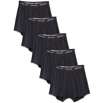 Bolter Men’s 5-Pack Cotton Stretch Boxers Shorts (Large, Black)