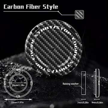 Tybasthe Rotary Push Start Button Cover, Carbon Fiber Car Accessories Engine Start Stop Button Cover...