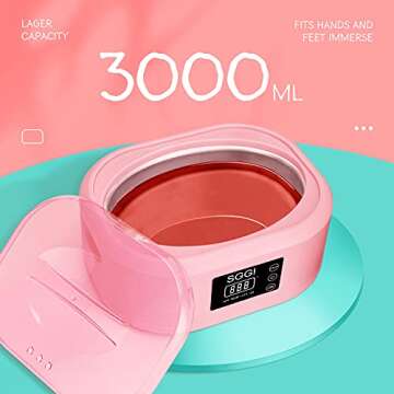Paraffin Wax Machine for Hands and Feet SGGI Digital Wax Warmer 3000ML Lager Capacity with 6 Packs of Paraffin Wax Refills (2.6lb), Help to Moisturize, Smooth and Soften Skin, Great Gift for Women