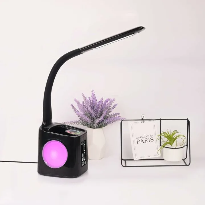 Color Changing LED Desk Lamp with Clock & Charger
