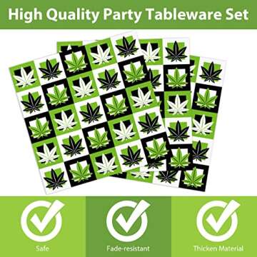 gisgfim 96 Pcs Weed Themed Party Plates and Napkins Party Supplies Green Pot Leaves Birthday Party Tableware Set Weed Party Decorations Favors for Adults Birthday for 24 Guests