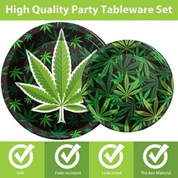 gisgfim 96 Pcs Weed Themed Party Plates and Napkins Party Supplies Green Pot Leaves Birthday Party Tableware Set Weed Party Decorations Favors for Adults Birthday for 24 Guests