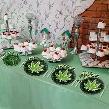 gisgfim 96 Pcs Weed Themed Party Plates and Napkins Party Supplies Green Pot Leaves Birthday Party Tableware Set Weed Party Decorations Favors for Adults Birthday for 24 Guests