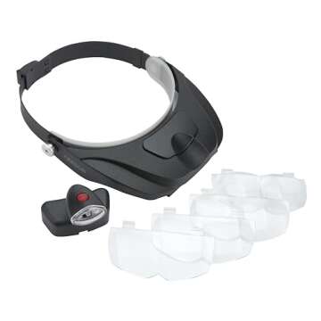 Carson Pro Series MagniVisor Deluxe Head-Worn LED Lighted Magnifier with 4 Different Lenses (1.5x, 2...