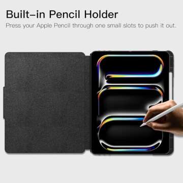 ZtotopCases for New iPad Pro 13 Inch Case 7th Gen M4(2024)/ Pro 12.9 Inch 6th/5th/4th Generation 2022/2021/2020, [6 Magnetic Stand Angles] Protective Cover with Pencil Holder, Auto Wake/Sleep, Black