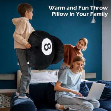 Dripykiaa 8 Ball Throw Pillow, 14" Decorative Pillows Throw Cushion Home Decoration Plush Sporty Design Ball Pillow for Women, Men Bestselling Comfort and Stylish Accent Decor
