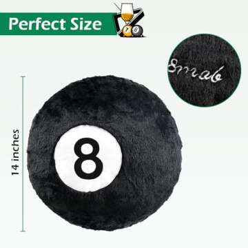 Dripykiaa 8 Ball Throw Pillow, 14" Decorative Pillows Throw Cushion Home Decoration Plush Sporty Design Ball Pillow for Women, Men Bestselling Comfort and Stylish Accent Decor