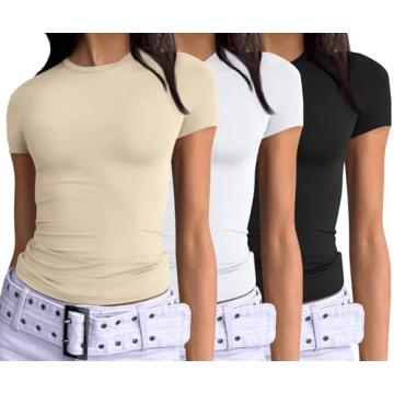 AUTOMET Womens T Shirts Set Casual Basic Going Out Tops Short Sleeve Shirts Crop Tops Tight Y2k Clot...